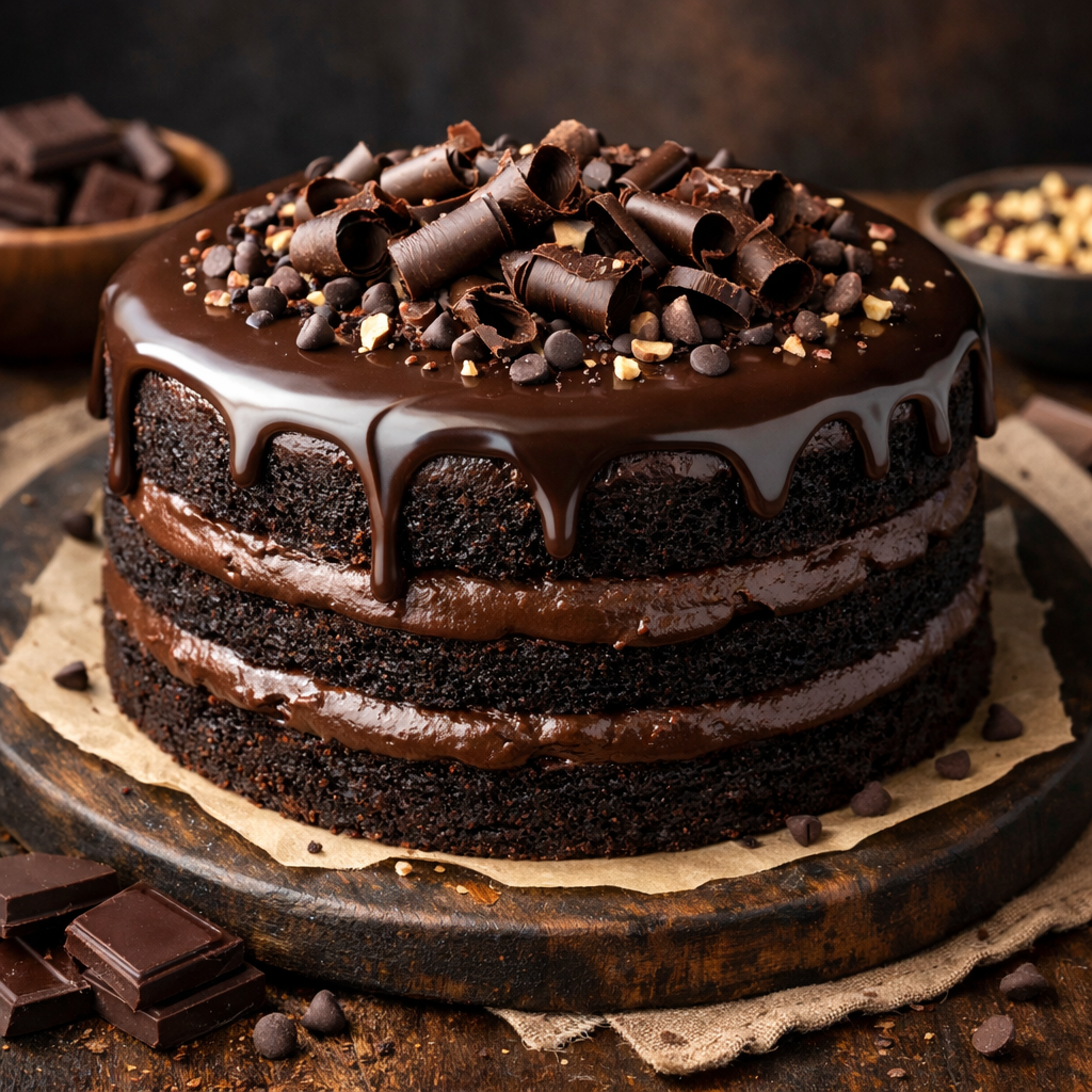 Čokoladna posna torta sa bogatom čokoladnom glazurom i dekoracijom od čokolade