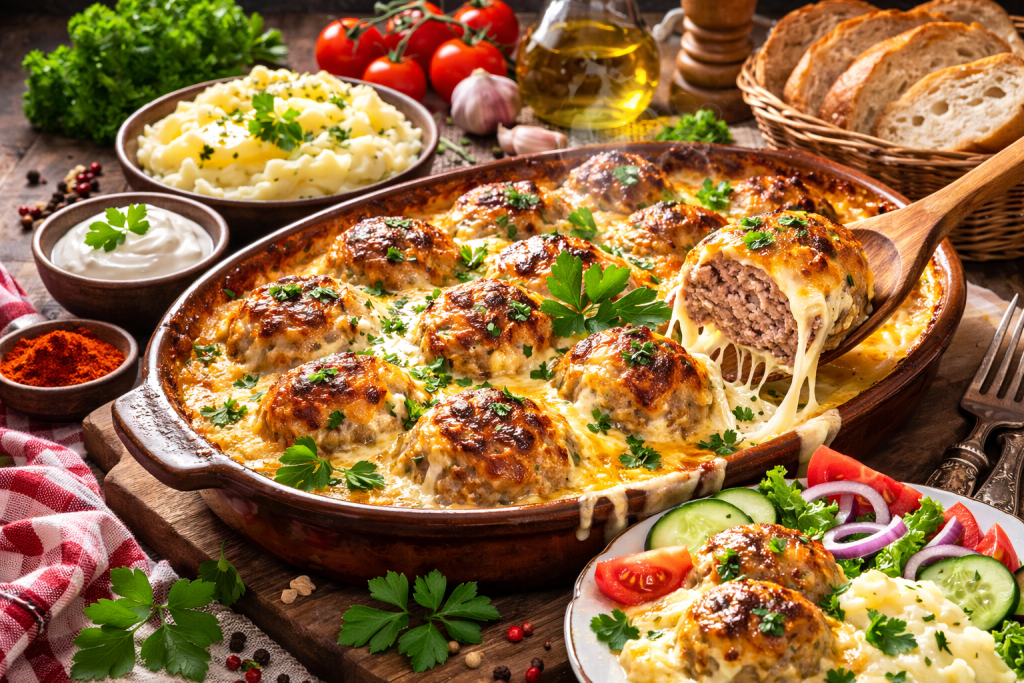 Tradicionalne bosanske đulbastije iz rerne sa kremastim preljevom i prilogom