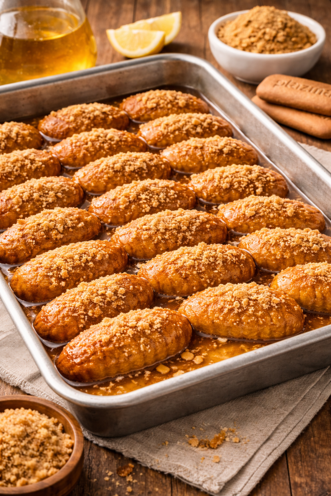 Hurmašice sa plazmom u tepsiji prelivene agdom nakon pečenja