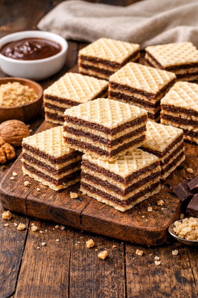 Domaće oblatne sa čokoladnim filom i orasima – tradicionalni balkanski kolač bez pečenja