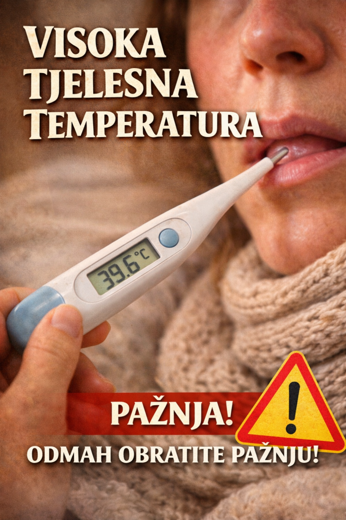 Osoba sa visokom temperaturom leži u krevetu sa toplom oblogom i toplim čajem