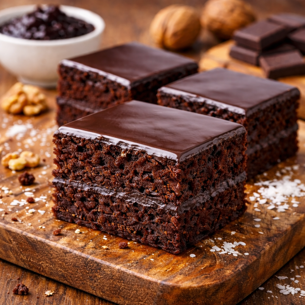 Posne kocke presjek – sočan čokoladni kolač bez jaja i mlijeka