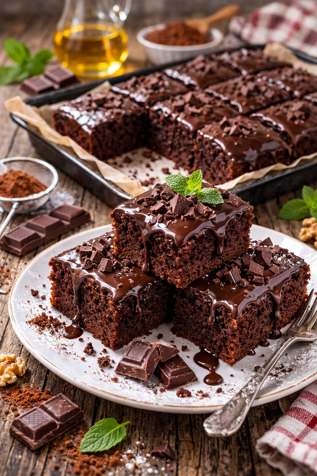 Sočni posni kolač sa čokoladom i glazurom