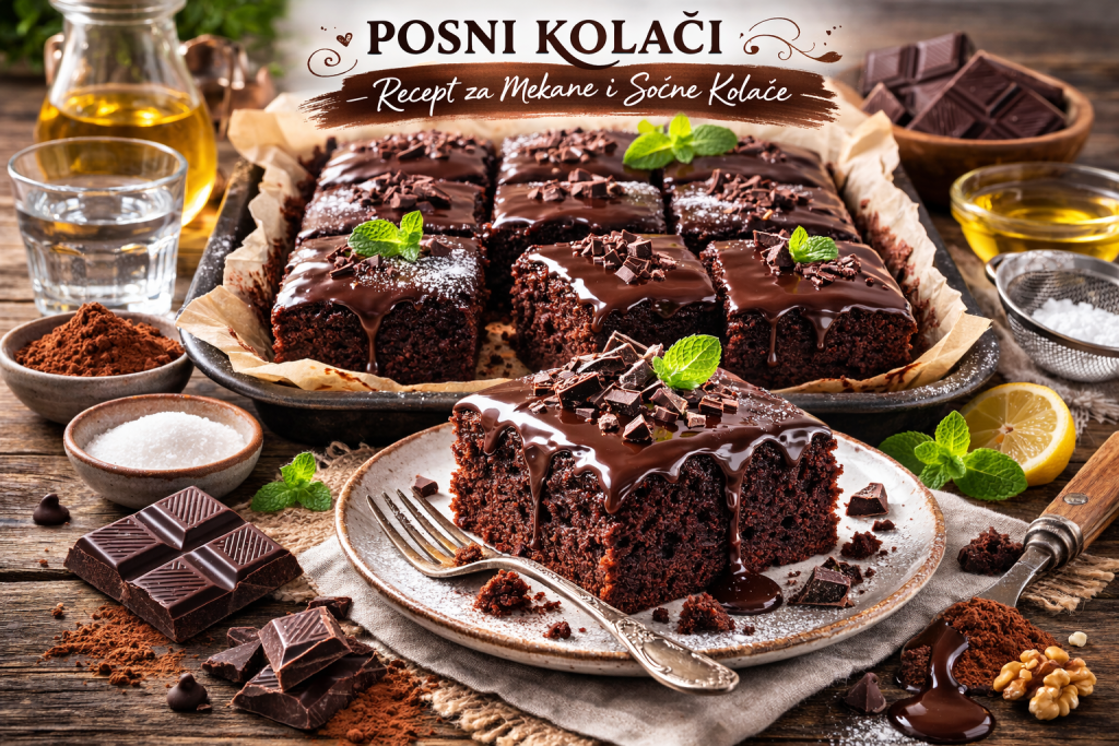 Posni kolači sa čokoladnom glazurom bez jaja i mlijeka