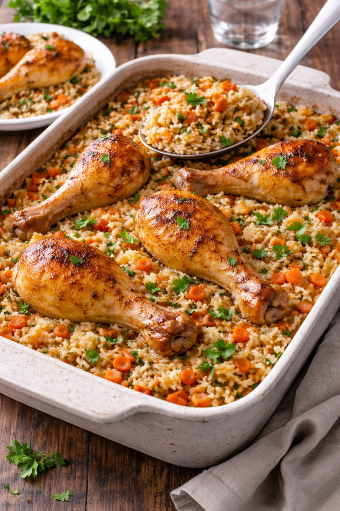 Riža sa piletinom iz rerne – sočan domaći ručak