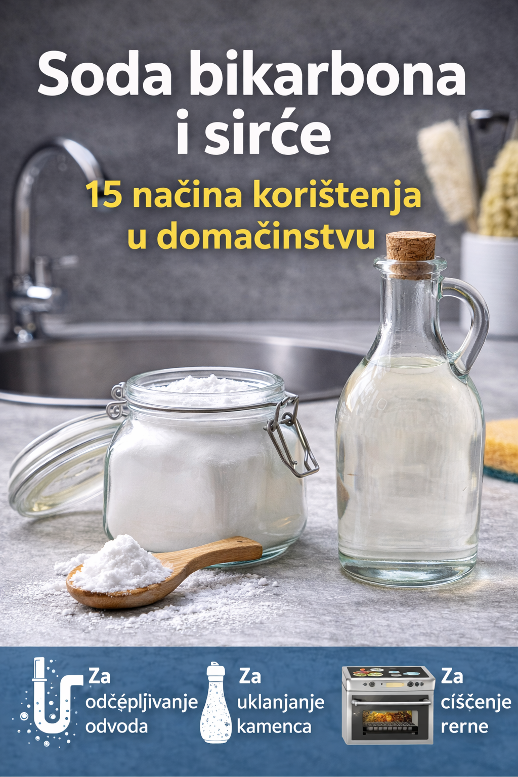 Soda bikarbona i sirće za prirodno čišćenje doma