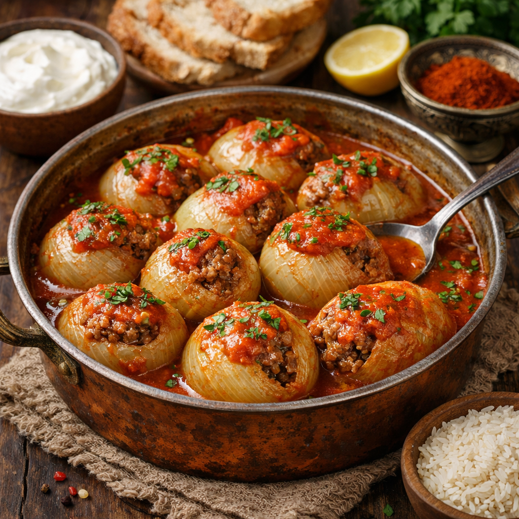 Sogan dolma recept – tradicionalna bosanska punjena crvena luka u paradajz sosu