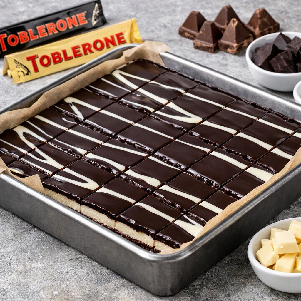 Crne i bijele Toblerone kocke domaći čokoladni kolač sa slojevima čokolade