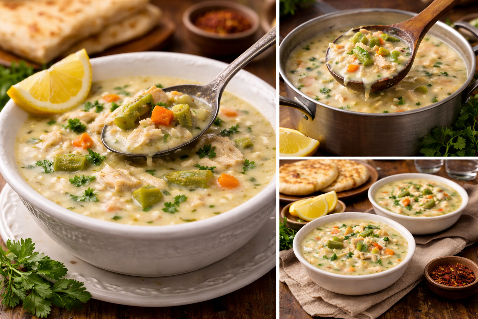 Begova čorba u šerpi tokom kuhanja sa bamijom i piletinom