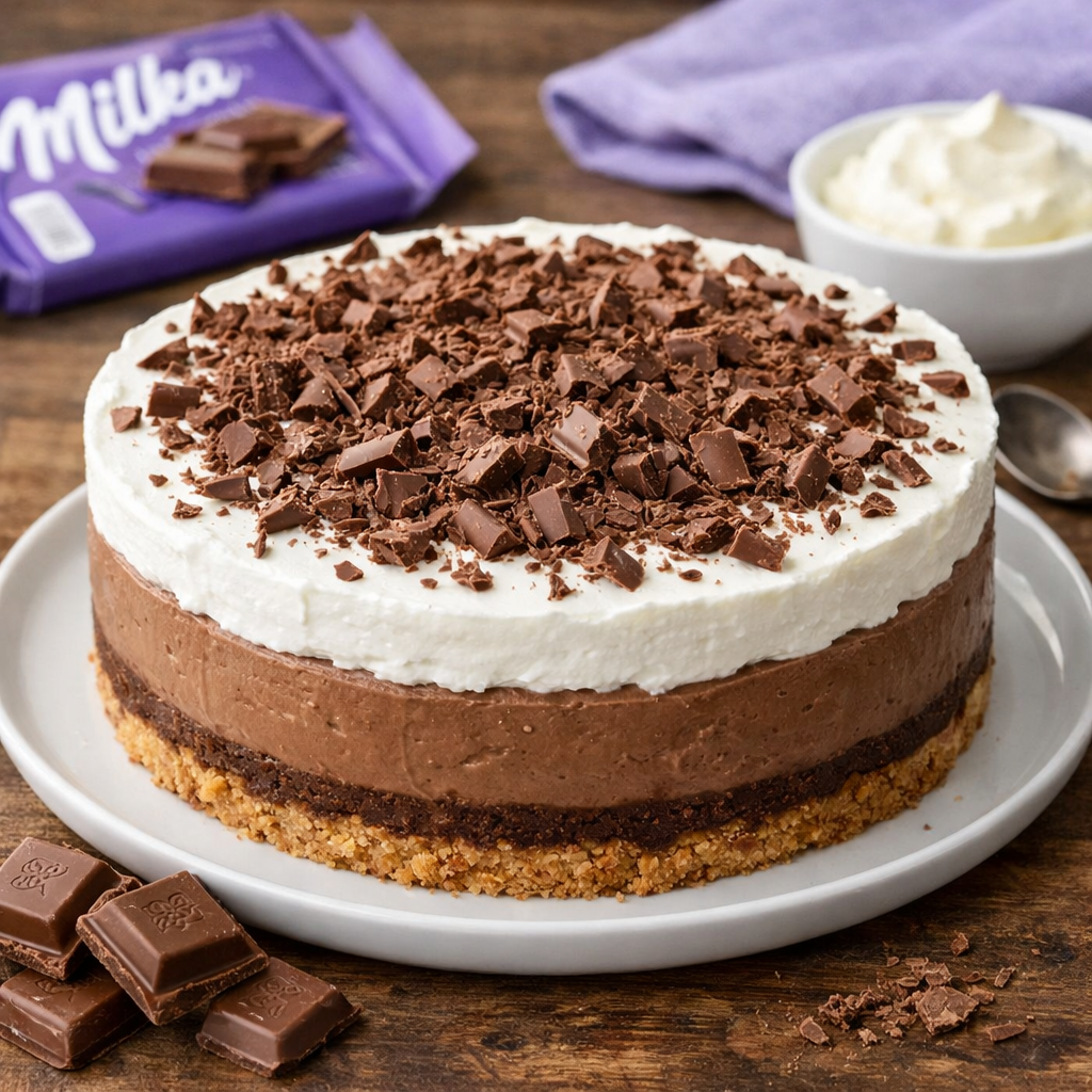 Brza Milka torta bez pečenja sa kremastom čokoladnom kremom