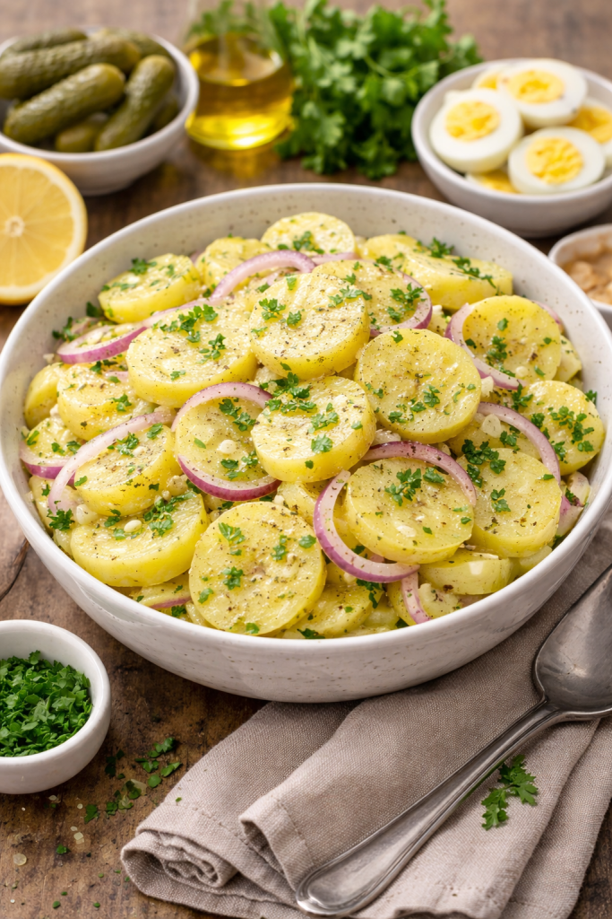 Tradicionalna krompir salata sa lukom i peršunom