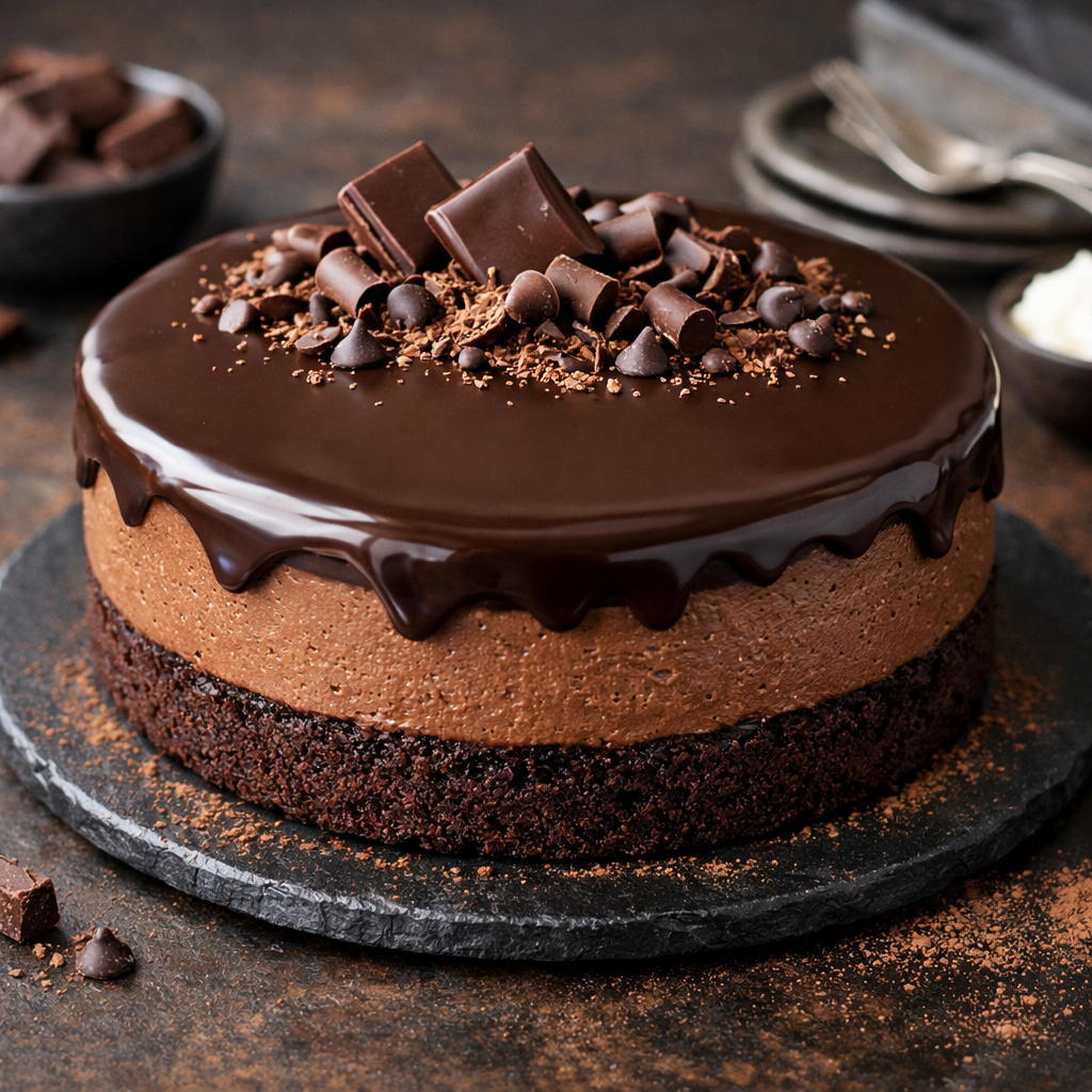 Čokoladna mousse torta sa glatkom čokoladnom glazurom