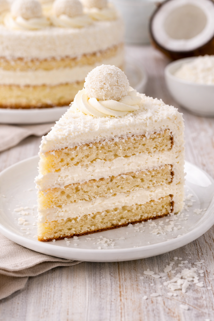 Komad kokos torte na tanjiru