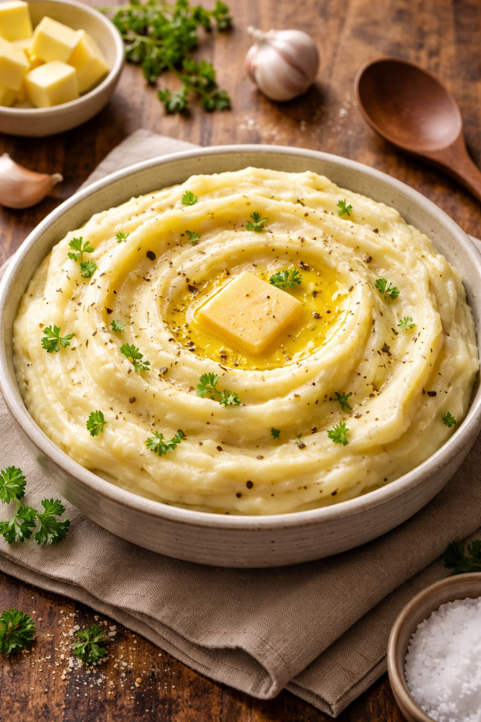 domaci krompir pire u zdjeli sa maslacem