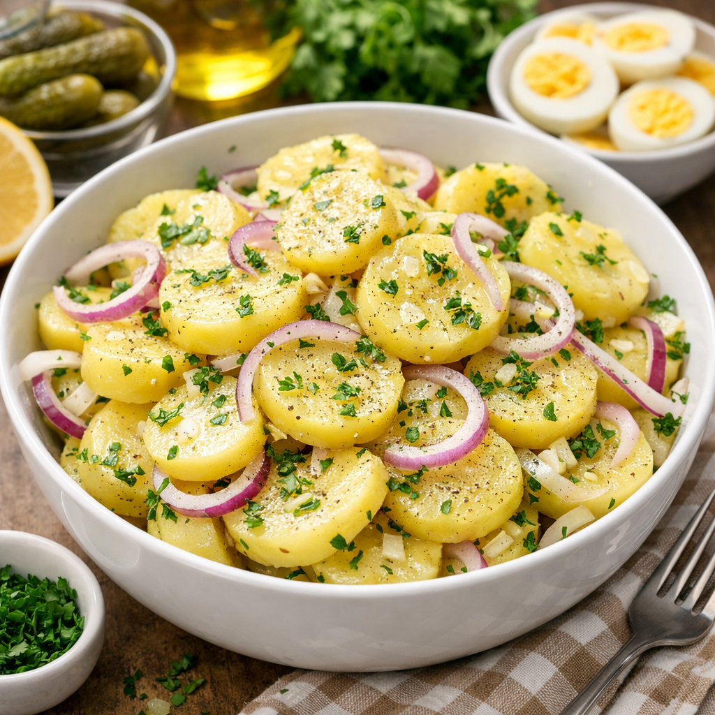 Tradicionalna krompir salata sa lukom i peršunom