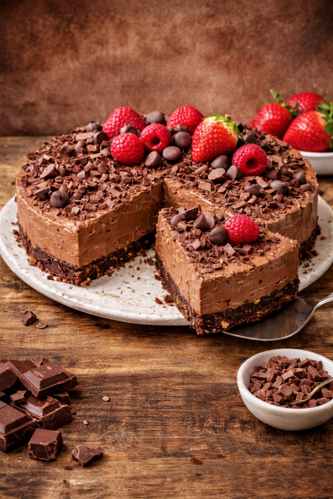 komad kremaste torte bez pečenja na tanjiru