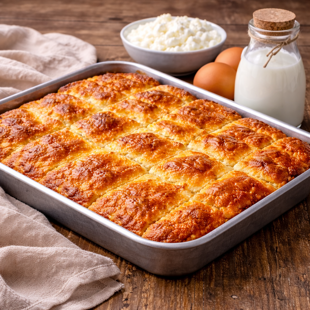 Tradicionalni presnac u tepsiji pored flaše jogurta