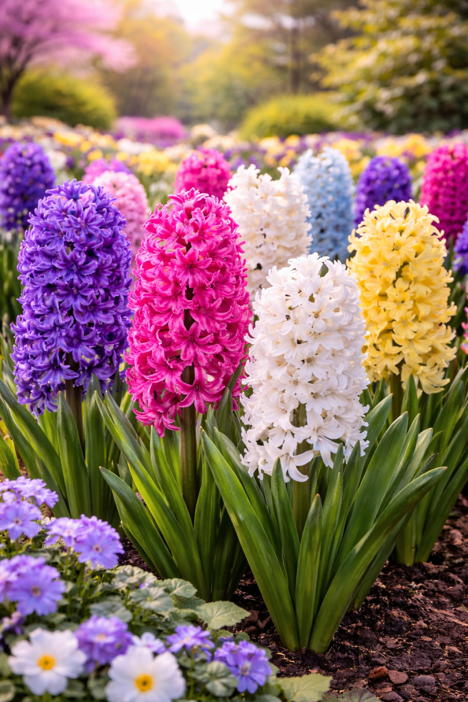 Zumbuli u cvatu u proljetnom vrtu